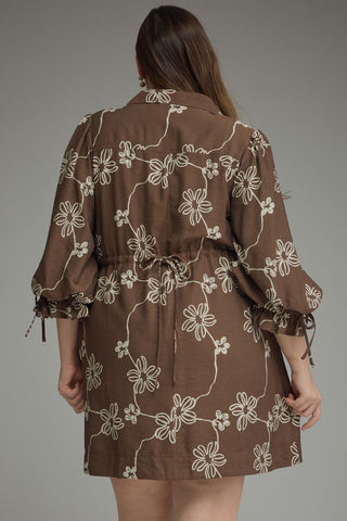 Entro Plus Size Brown Floral Mini Dress