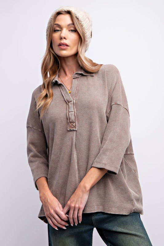 Oversized thermal mocha top