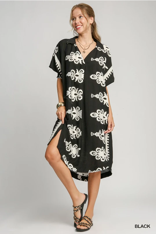 Abstract Print Midi Dress