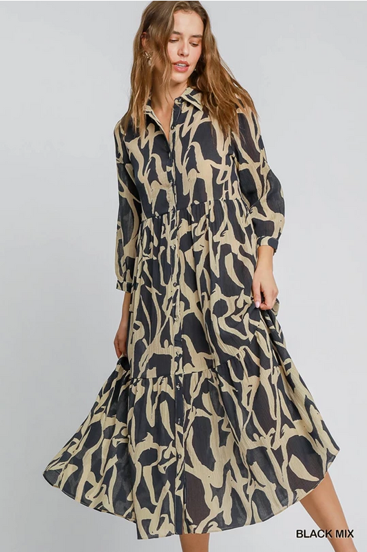 Abstract print midi dress