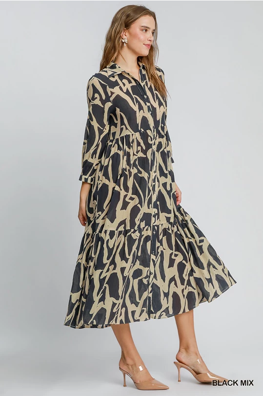 Abstract print midi dress