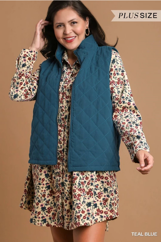 Blue quilted vest