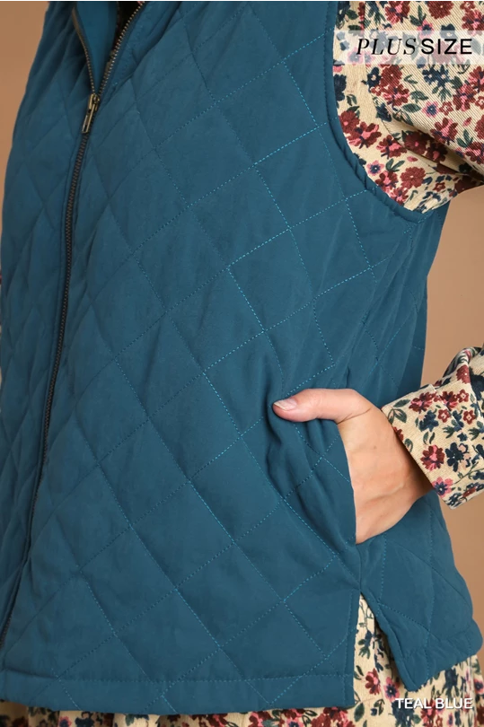 Blue quilted vest