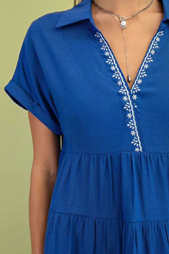 Embroidered Blue Dress