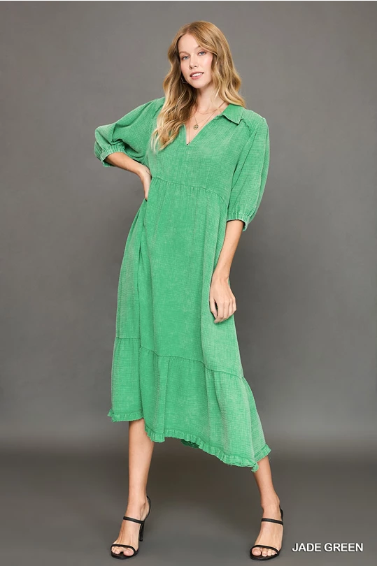 Green Cotton Gauze Dress