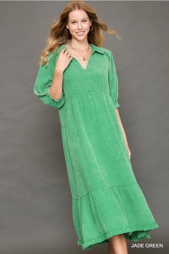 Green Cotton Gauze Dress