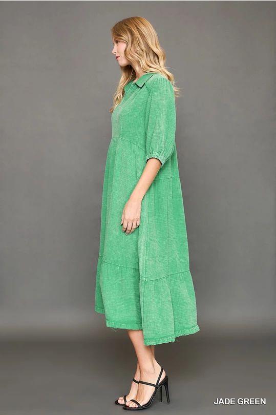 Green Cotton Gauze Dress