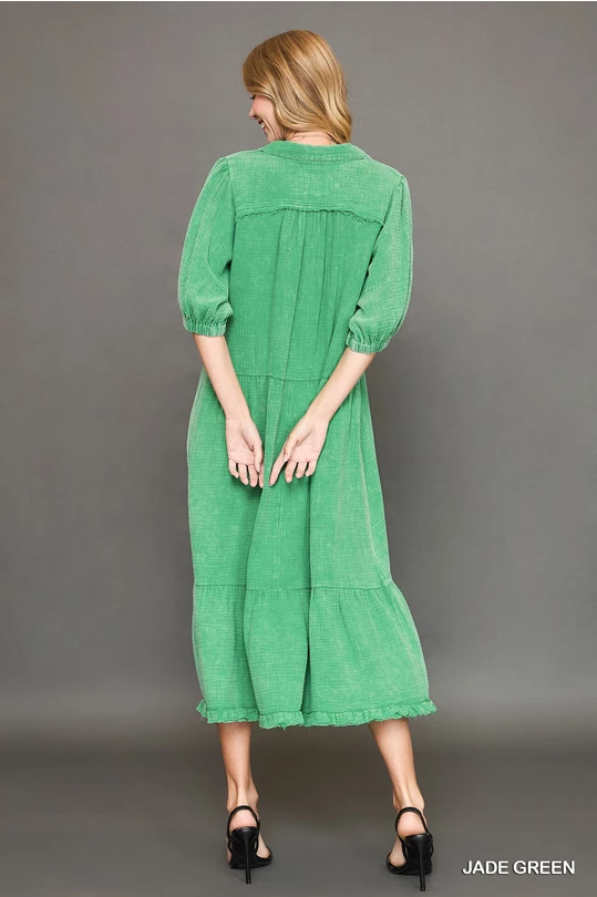 Green Cotton Gauze Dress