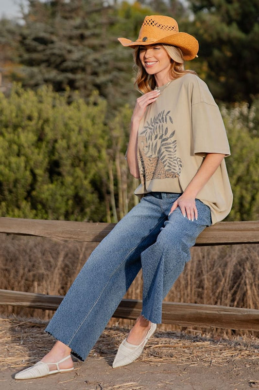 Cheetah wide leg denim