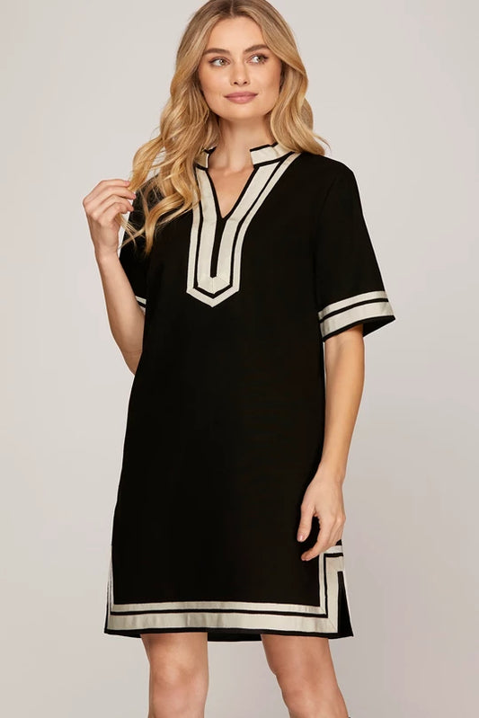 Black linen dress