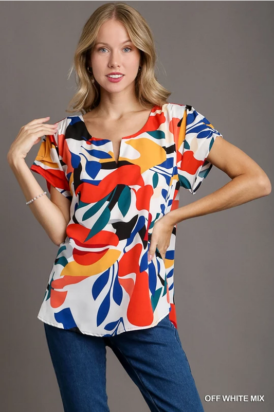 Colorful abstract print top