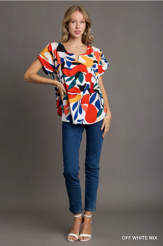 Colorful abstract print top