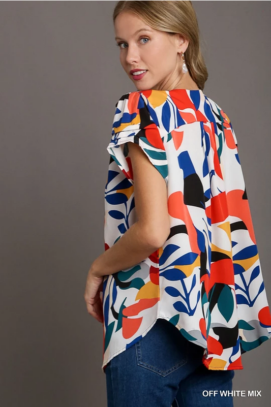 Colorful abstract print top