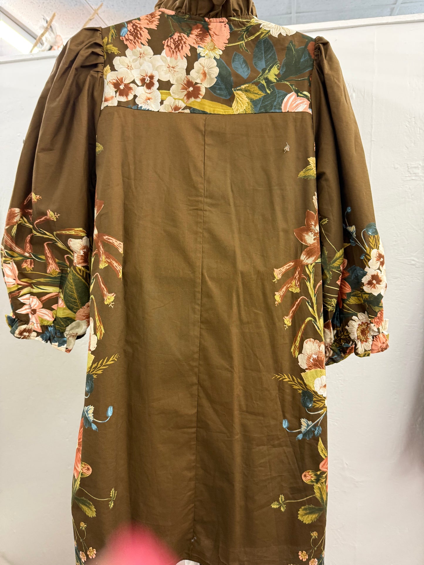 Brown floral mini dress