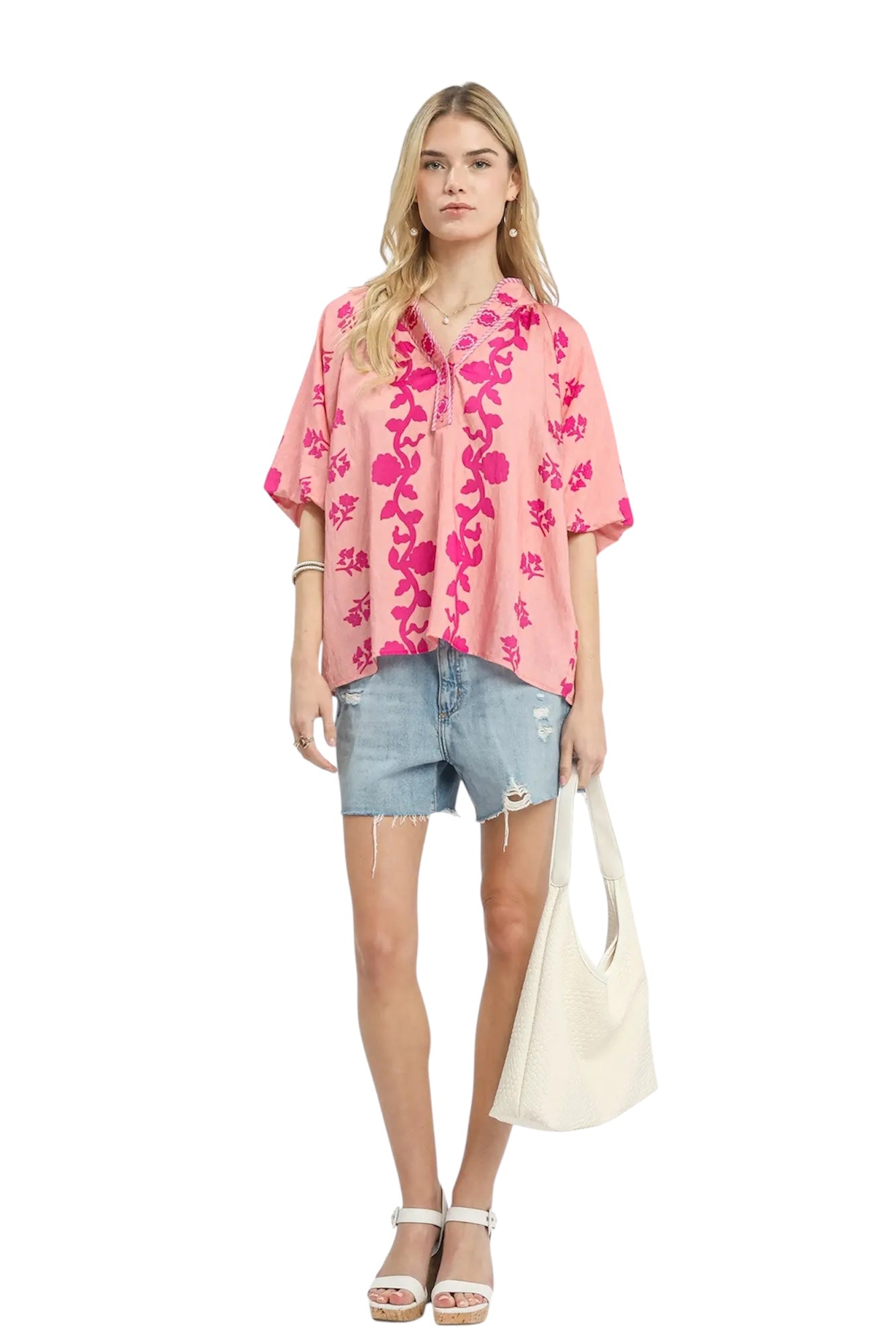 Umgee light pink floral top