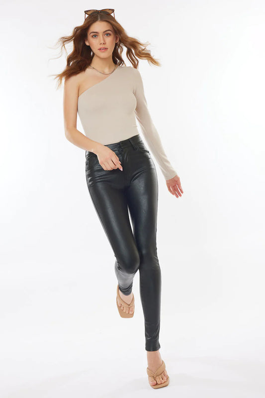 Ledger faux leather pants